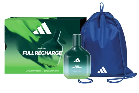 adidas, Cofanetto Regalo Vibes Full Recharge, Eau de Parfum 100 ml e Sacca adidas Blu