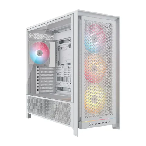 CORSAIR FRAME 5000D RS ARGB Modulare Flusso d'aria Elevato Mid-Tower PC Case - 4x Ventole RS Preinstallate, Sistema di Montaggio Delle Ventole InfiniRail, Scheda Madre a Connettore Inverso - Bianco