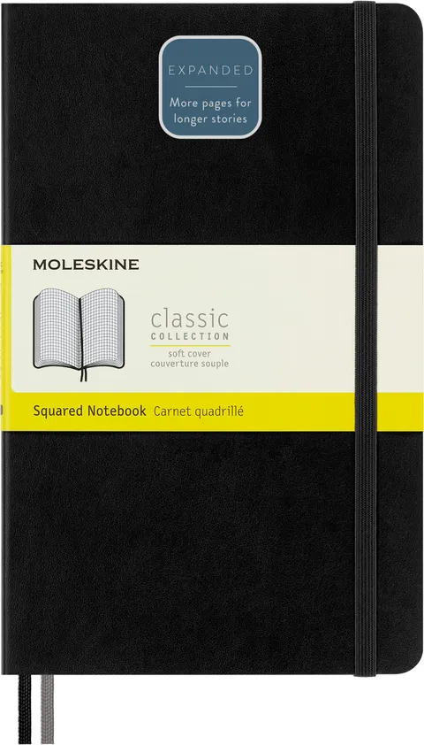 Moleskine Classic Notebook Expanded, Taccuino a Quadretti, Copertina Morbida e Chiusura