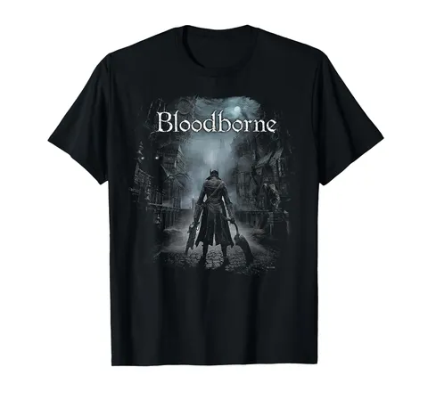 Playstation Bloodborne The Hunter Standing Eerie Stone Road Maglietta