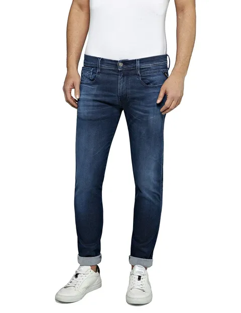 Replay Anbass Slim-Fit Hyperflex Jeans da Uomo con Elastico, Blu (Dark Blue 007), W36 x