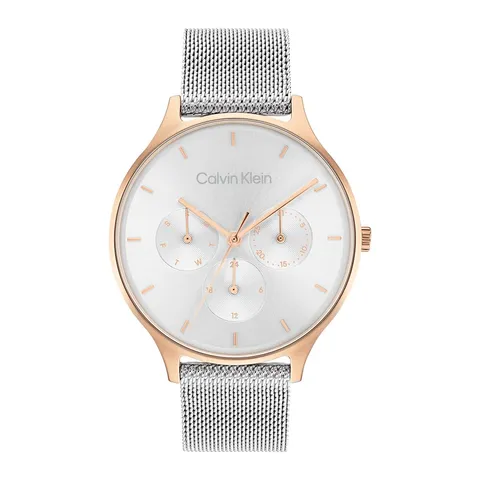 Calvin Klein Orologio Analogico Multifunzione al Quarzo da Donna Collezione Timeless MESH
