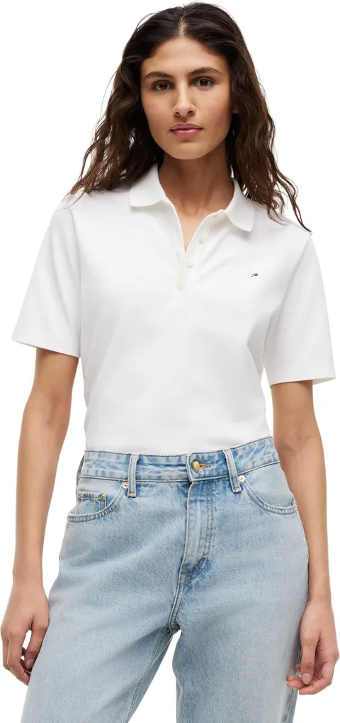 Tommy Hilfiger Donna Maglietta Polo Maniche Corte Regular Fit, Bianco (Ecru), XXL