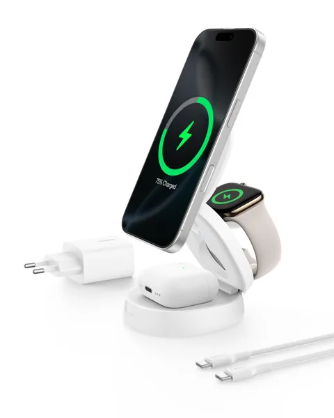 Belkin BoostCharge Caricatore Wireless Compatibile con MagSafe, Stazione di Ricarica