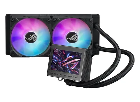 ASUS ROG Ryujin III 240 ARGB Dispositivo di raffreddamento a liquido all-in-one, Cooler CPU con LCD da 3,5", Pompa Asetek 8a generazione, Ventole del radiatore ROG ARGB da 120 mm, Daisy Chain, Nero