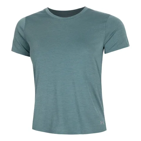 Under Armour Donna Launch Short Sleeve, Maglietta Manica Corta Traspirante per Corsa e Running, T-Shirt Sportiva con Dettagli Riflettenti per Una Maggiore visibilità,Jasper Blue/Reflective,XS
