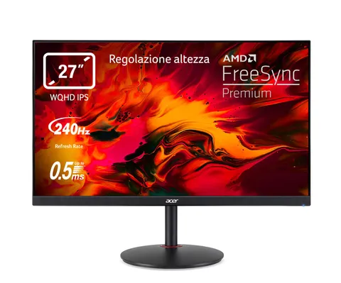 Acer Nitro XV272UW2bmiiprfx Monitor Gaming 27", Display WQHD IPS 240 Hz, 0,5 ms, FreeSync