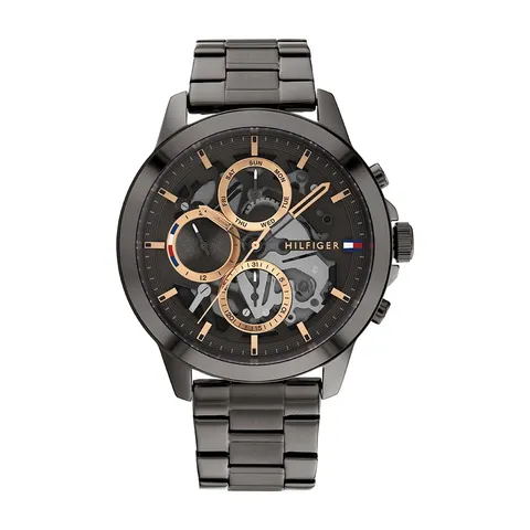 Tommy Hilfiger Orologio Analogico Multifunzione al Quarzo da Uomo con Cinturino in Acciaio Inossidabile Color Canna di Fucile - 1710479
