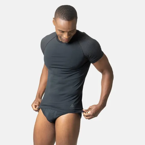Odlo Uomo Maglietta termica a maniche corte Performance Light, Nero, M