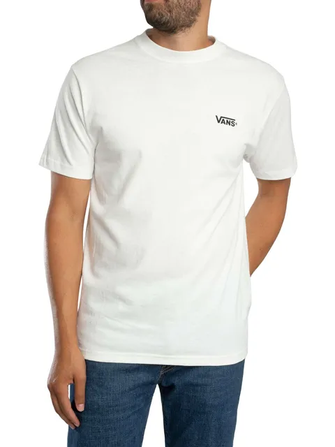 Vans Uomo Nuova Maglietta con La Parte Sinistra del Petto, White/Black, M
