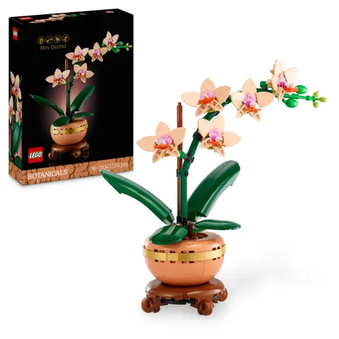 LEGO Botanicals Mini-Orchidea - Fiori Finti con Vaso, Bocciolo e Foglie Artificiali da