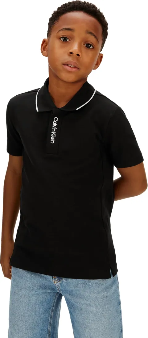Calvin Klein Embro Logo Pique Polo Ib0ib02370 S/S, Black (CK Black), 6 Anni Bambini e Ragazzi