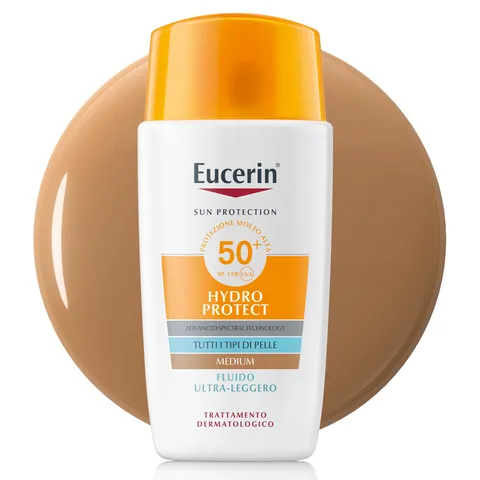 Eucerin Hydro Protect Fluido Ultra Leggero SPF 50+ Tinted Medium 50 ml, Crema solare viso