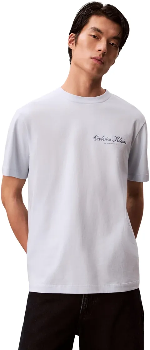 Calvin Klein Uomo T-Shirt Maniche Corte March Graphic Seasonal in Cotone, Blu (Plein