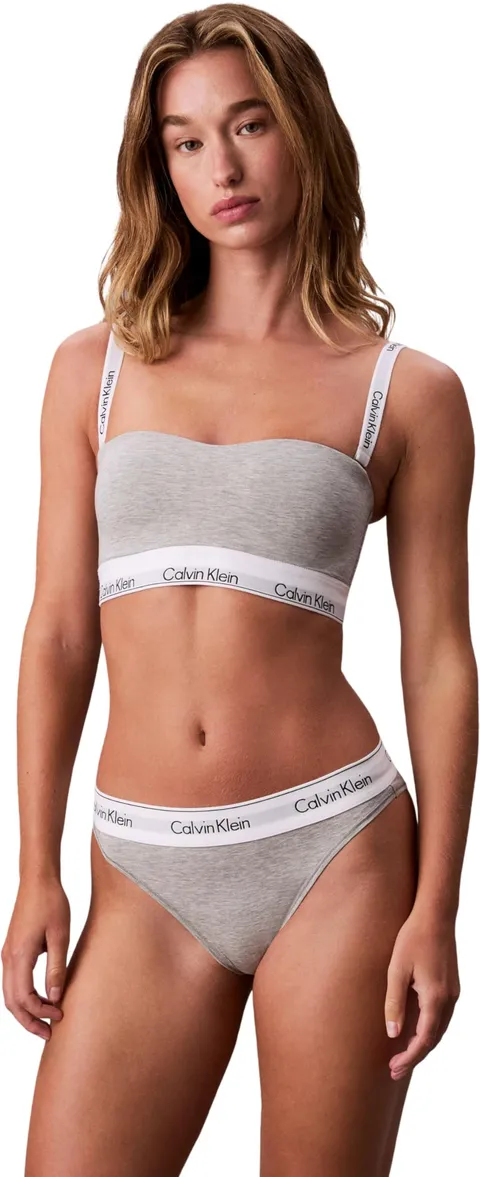 Calvin Klein Donna Slip High Leg con Fascia con Logo, Grigio (Grey Heather), M