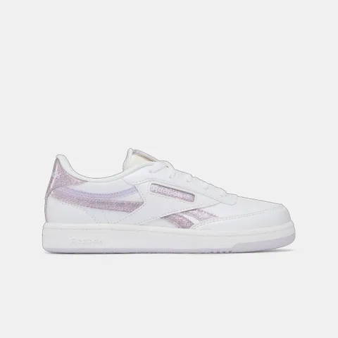 Reebok Sneaker da Ragazza Club C Revenge, Ftwrwhite Purple Digitalgleam, 27.5 EU