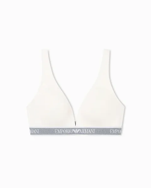 Emporio Armani Iconic Logoband Reggiseno a Triangolo Imbottito Bianco L, Bianco, L