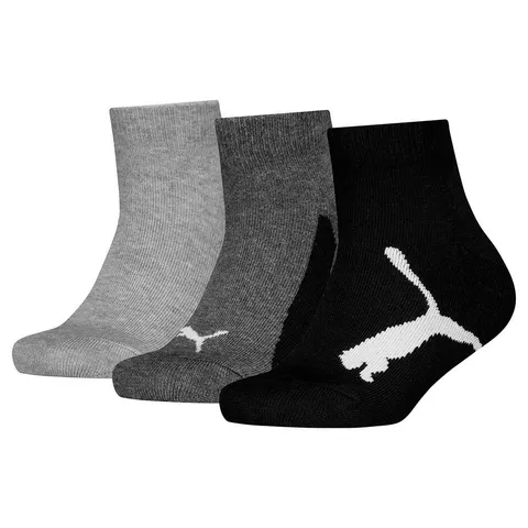 PUMA Bwt Quarter 3p, Calzini Unisex - Bambini e ragazzi, White/Grey/Black - New, 27-30