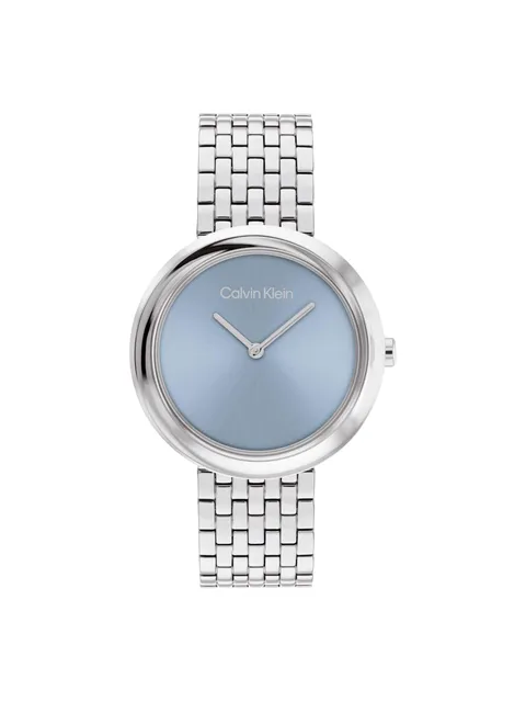 Calvin Klein Orologio Con Movimento Al Quarzo A Due Lancette da Donna Collezione TWISTED BEZEL con Cinturino in Acciaio Inossidabile Argentato - 25100065, Silver and Blue