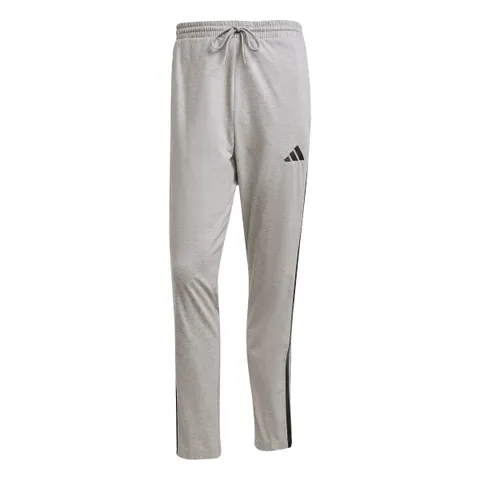 adidas Uomo Essential Three Stripes Single Jersey Pants, Medium Grey Heather/Black, XXL
