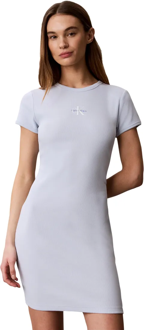 Calvin Klein Donna Abito a T-Shirt Monologo Mini, Blu (Plein Air), XXL