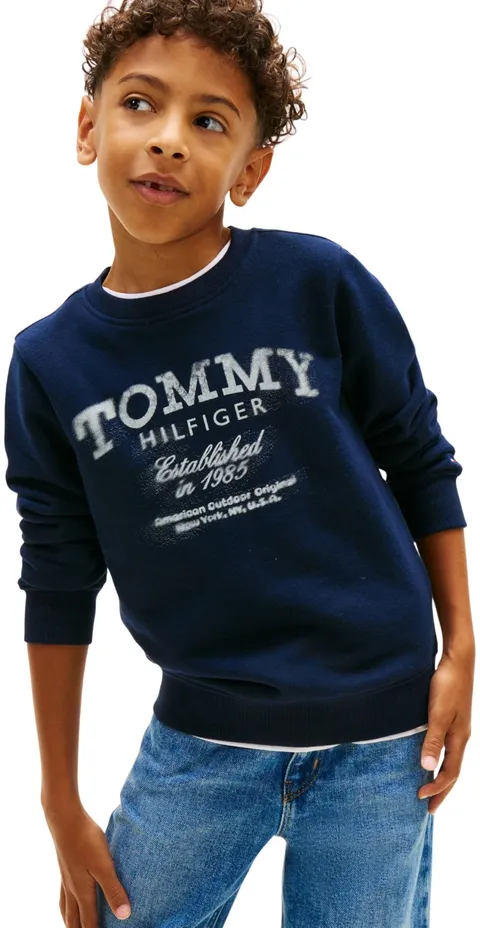 Tommy Hilfiger Felpa da Bambino con Stampa Sfumata Tommy KB0KB10337 Pullover Felpa, Blu