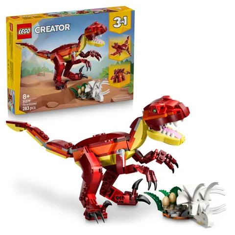 LEGO Creator 3 in 1 Feroce Dinosauro Giocattolo - Figure di Velociraptor, Stegosauro o
