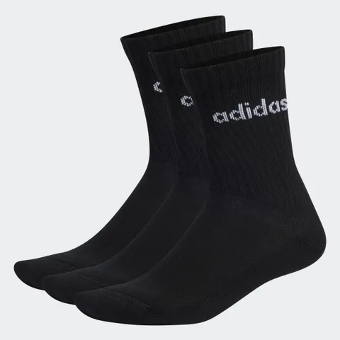 adidas Unisex - Adulto Linear Crew Cushioned Socks 3 Pairs, Black / White, 40-42
