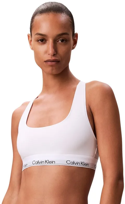Calvin Klein Donna Bralette Unlined con Fascia con Logo, Bianco (White), XXS