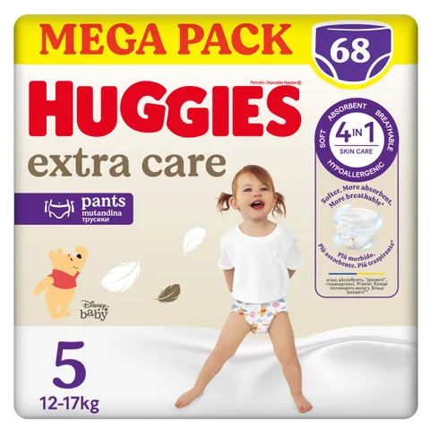 Huggies Extra Care Pannolino Mutandina, Ultra assorbente, Taglia 5 (12-17 Kg), Confezione da 68 Pannolini