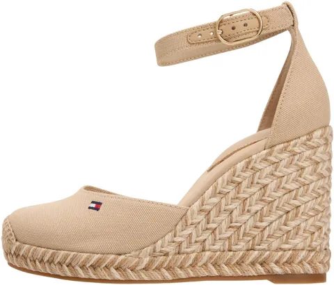 Tommy Hilfiger Donna Jeans Sandali Wedge High Closed Toe con Tacco a Zeppa, Beige (Clayed