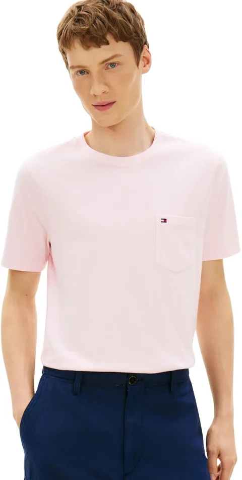 Tommy Hilfiger T-Shirt da Uomo Essential Solid Pocket Mw0Mw37283, Rosa, L