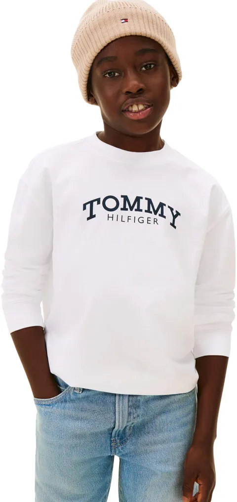 Tommy Hilfiger T-Shirt Bambino Stampa MONOTYPE LS KB0KB10052 L/S T-Shirt, Bianco (Bianco), 6 Anni, Bianco (Bianco), 6 Anni