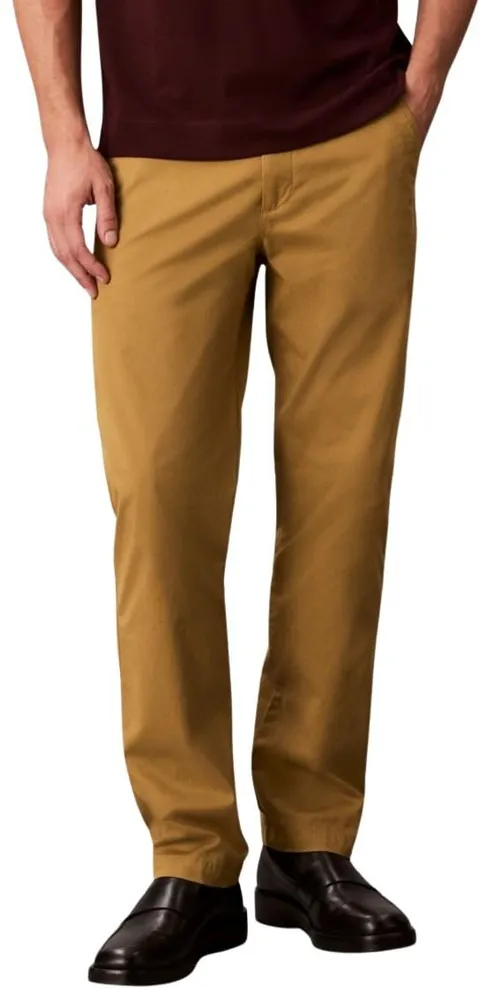 Calvin Klein Uomo Pantaloni Chino Cotton Signature Slim Fit, Beige (Cedar), 34W/34L