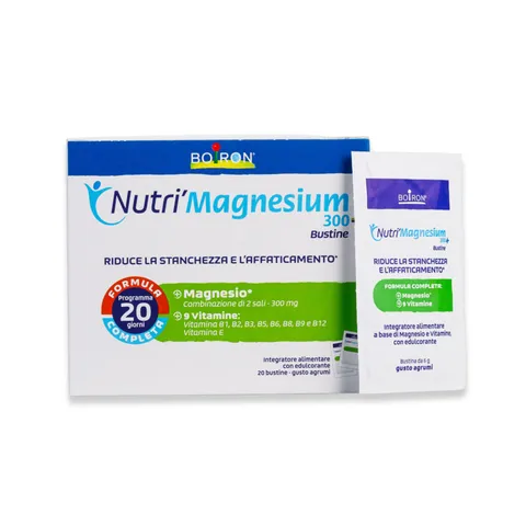 Nutri'Magnesium 300+ Bustine - Integratore Alimentare con Magnesio, Vitamine B ed E
