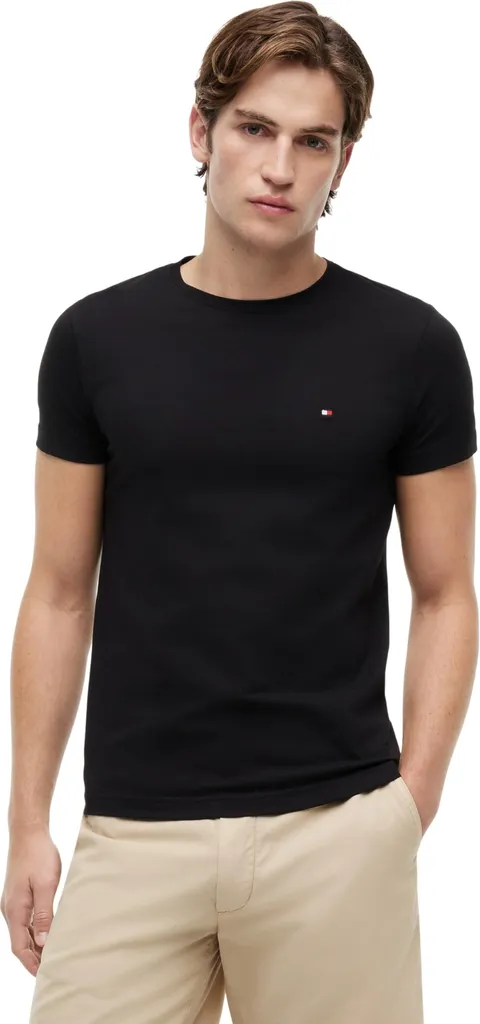 Tommy Hilfiger Uomo T-Shirt Maniche Corte Core Stretch Slim Fit, Nero (Black), XL