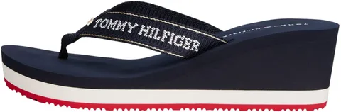 Tommy Hilfiger Donna Infradito Summer Sandal con Tacco a Zeppa, Blu (Space Blue), 41