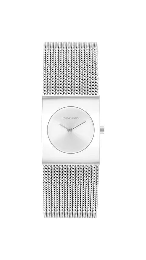 Calvin Klein Orologio Con Movimento Al Quarzo A Due Lancette da Donna Collezione CK PULSE con Cinturino in Maglia Metallica in Acciaio Inossidabile, 25100135, Argento