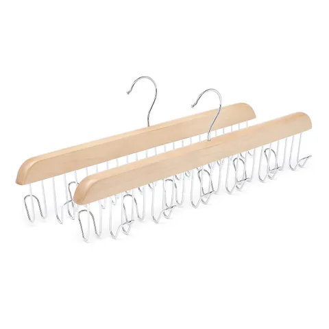 Amazon Basics Portacinture in legno, naturale, confezione da 2