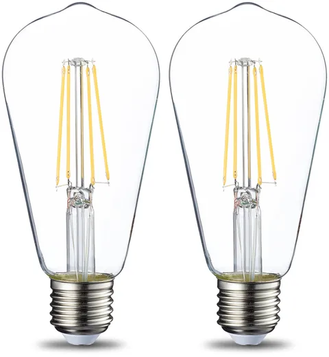 Amazon Basics Lampadina a LED vintage, ST64, attacco Edison E27, 7 W (equivalente a 60