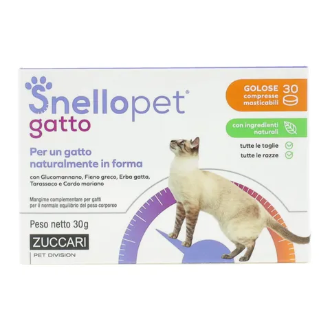Zuccari Snellopet Gatto, 30 Compresse Masticabili, Con L-Carnitina, Trigonella