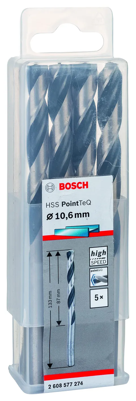 Bosch Accessories 2608577274 HSS PointTeQ (10,6 x 87 x 133 mm) - Set da 5 Pezzi di Punte