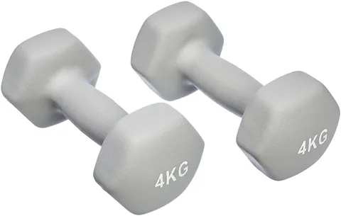 Amazon Basics Coppia di manubri in neoprene, 8kg (2 x 4 kg), Grigio