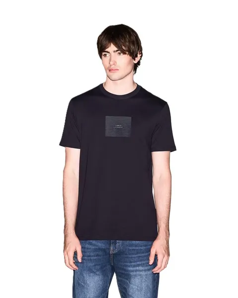 Armani Exchange Men's Plain 3D Stampato Front Logo T-Shirt Blue,XS