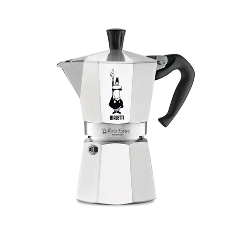 Bialetti Caffettiera Moka Express 6 Tazze, Manico anti scottatura, Non adatta a
