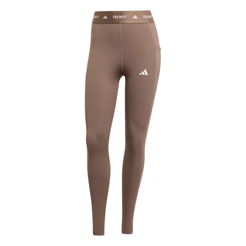 adidas Donna Techfit Stash Pocket Full Length Leggings, Earth Strata, XXS