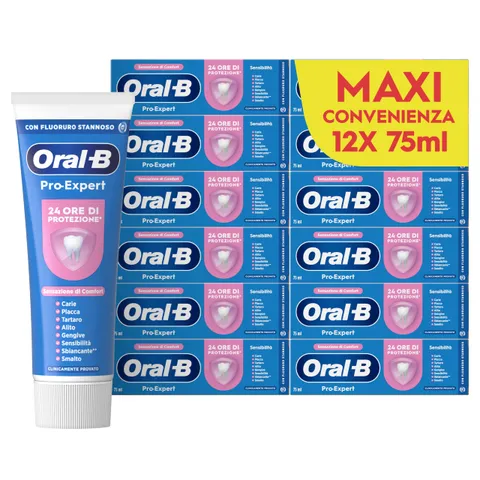 Oral-B Dentifricio Pro-expert Sensibilità 12x75ml, Dentifricio Formato Convenienza per