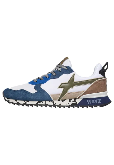 w6yz Sneakers in Tessuto Tecnico e Suede, Bianco-Blu 46