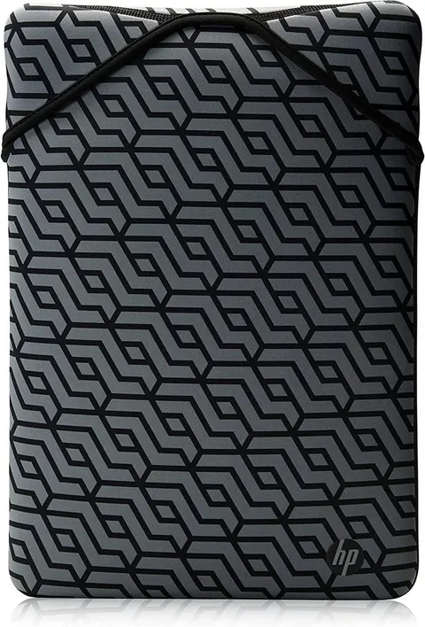 HP Custodia Protettiva Reversibile per Laptop Portatili fino a 14 Pollici, Profilo Sottile e Senza Cerniera, Tessuto in Neoprene Disinfettabile e Lavabile in Lavatrice, Design Nero/Grigio Geometrico