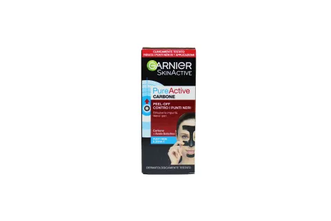 Garnier Maschera Peel-Off Pure Active Charcoal, Gel Detergente Arricchito con Carbone e